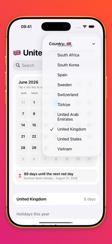 Red Days — Public Holidays のスクリーンショット
