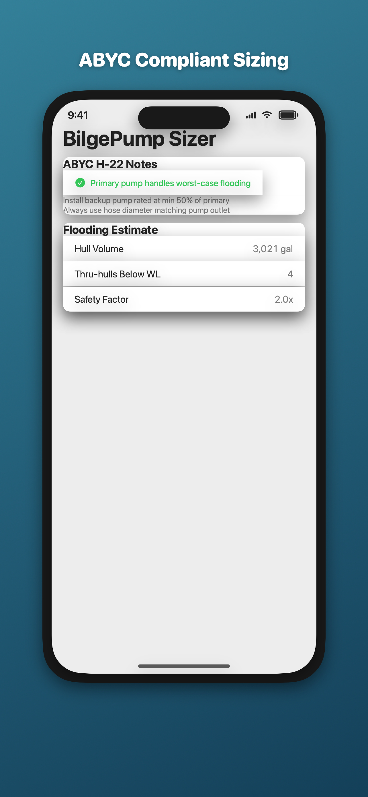 Bilge Pump Size & Flow screenshot 3
