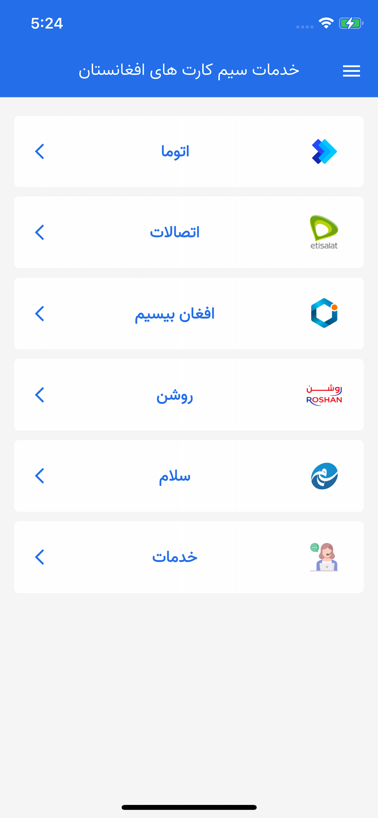 Afghan Sim (خدمات سیم کارت ها)