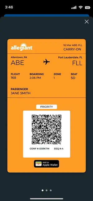 Allegiant iPhone screenshot 5