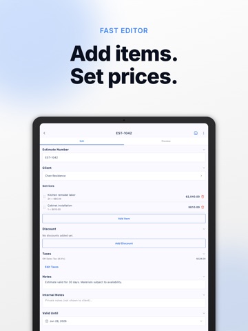 Estimate Maker - Quote Builder iPad screenshot