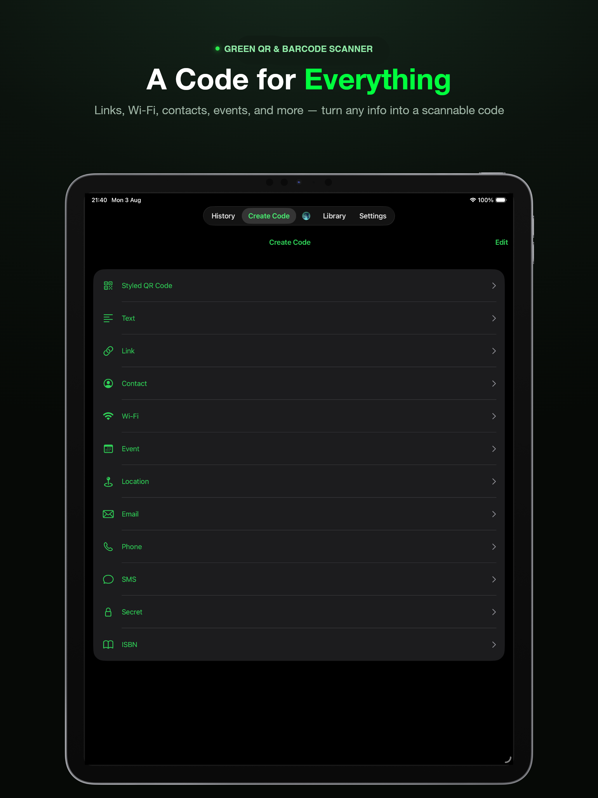 Green QR & Barcode Scanner screenshot 14
