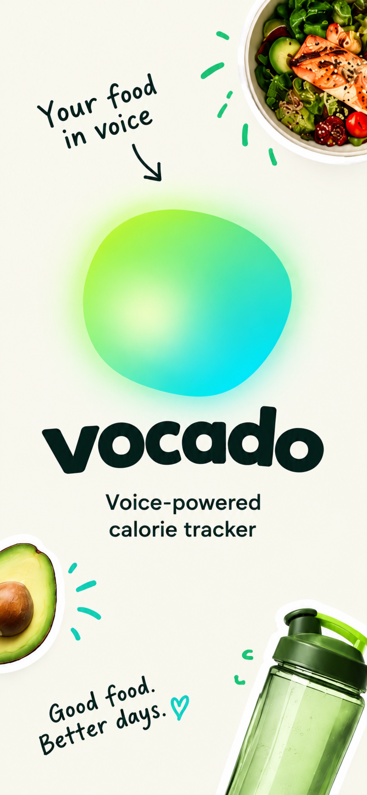 Screenshot 1 of Vocado: Voice Calorie Log