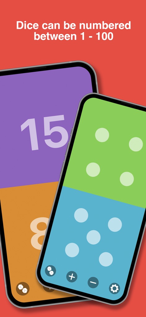 Dice Roller! - Diese Ansicht zeigt die Flexibilität der App, bei der Nutzer Würfelwerte entweder als klare Zahlen oder als traditionelle Punkte darstellen können, was eine vielseitige Anzeige der Ergebnisse ermöglicht.
