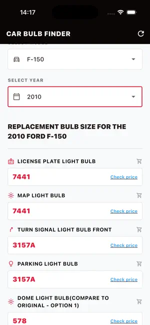 Car Bulb Finder: Size & Guide screenshot 2