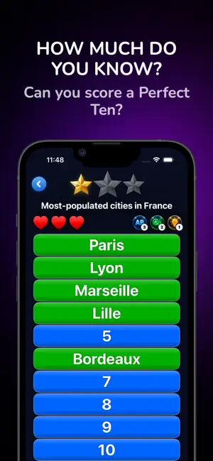 Perfect Ten: Trivia Quiz screenshot 1