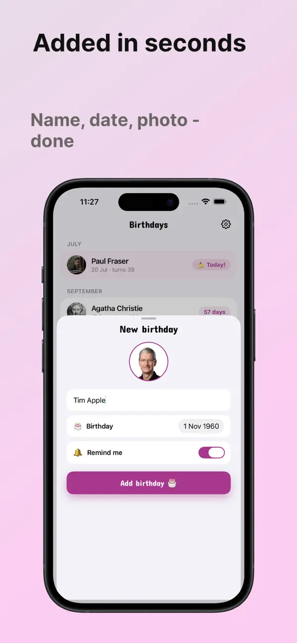 Screenshot #3 pour Cakebook: Birthday Reminders