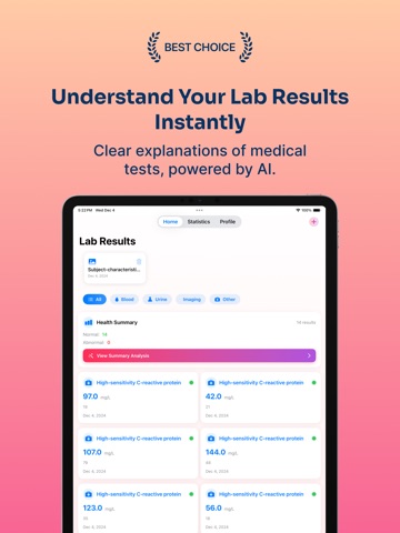 AI Lab Results Analyzer iPad screenshot