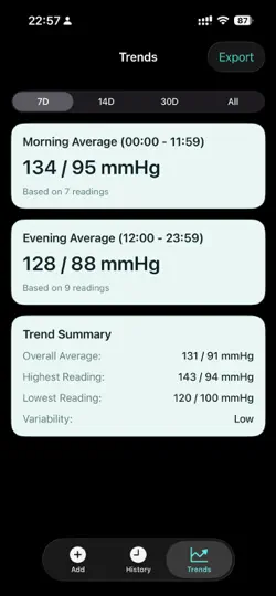 Captura de pantalla de QuickBP en iPhone 2