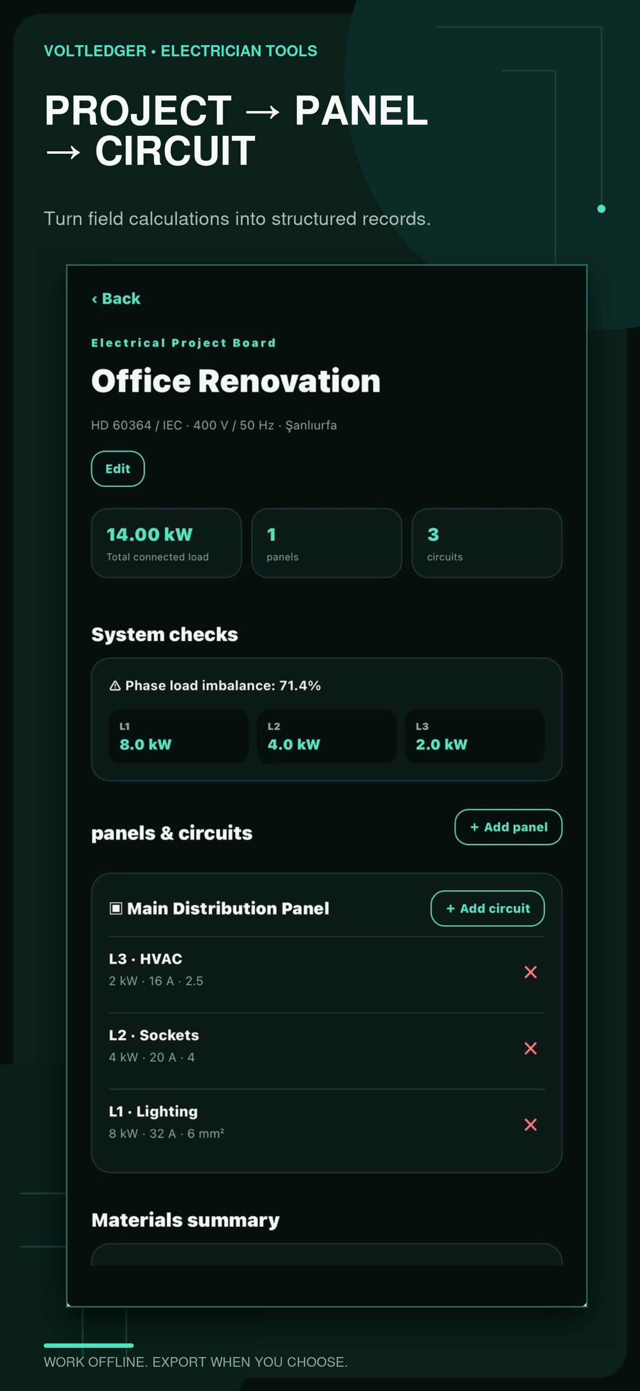 Screenshot 3 of VoltLedger: Electrician Tools