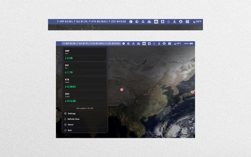 Crypto Menu Bar screenshot