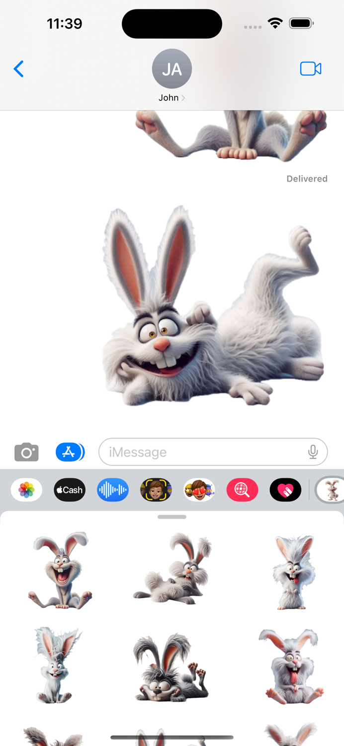 Goofy Angora Rabbit Stickers