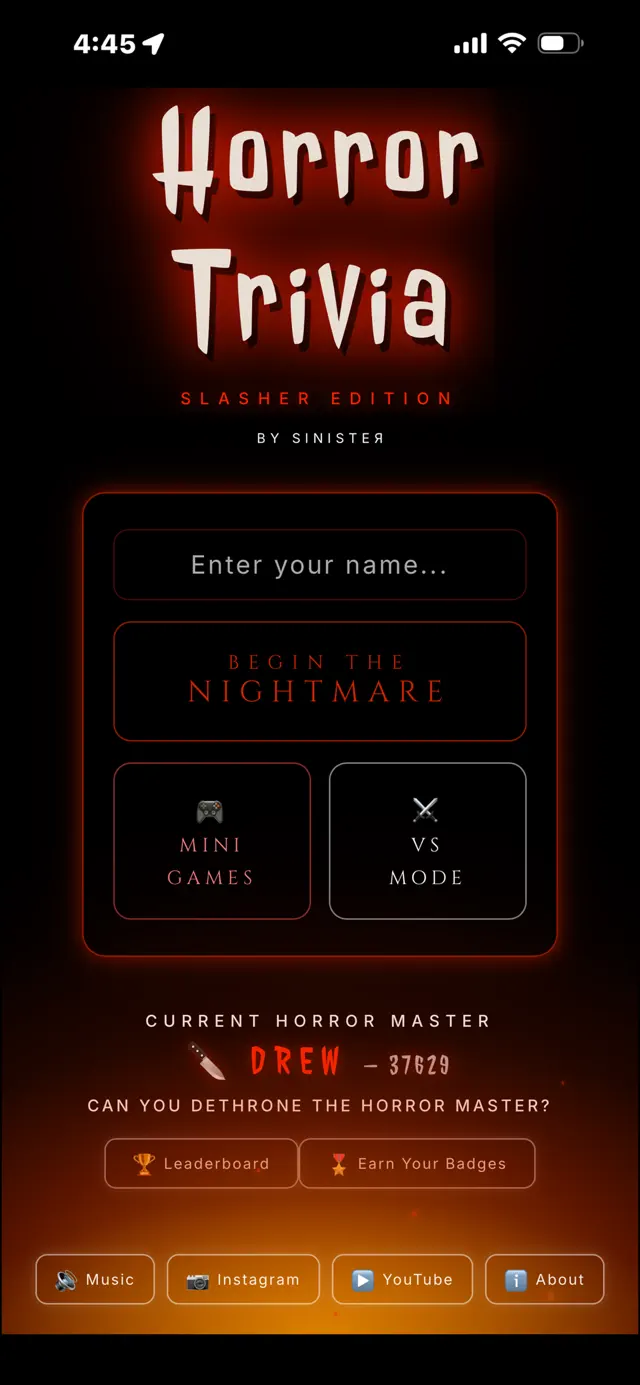 Horror Trivia by Sinister screenshot 1