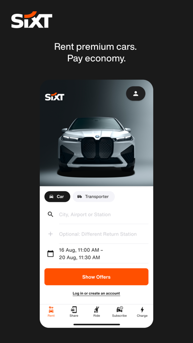 SIXT rent, share, ride & plus Screenshot