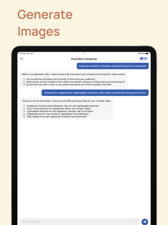 1AI: AI Chatbot & Writer iPad screenshot 2 - Productivity app