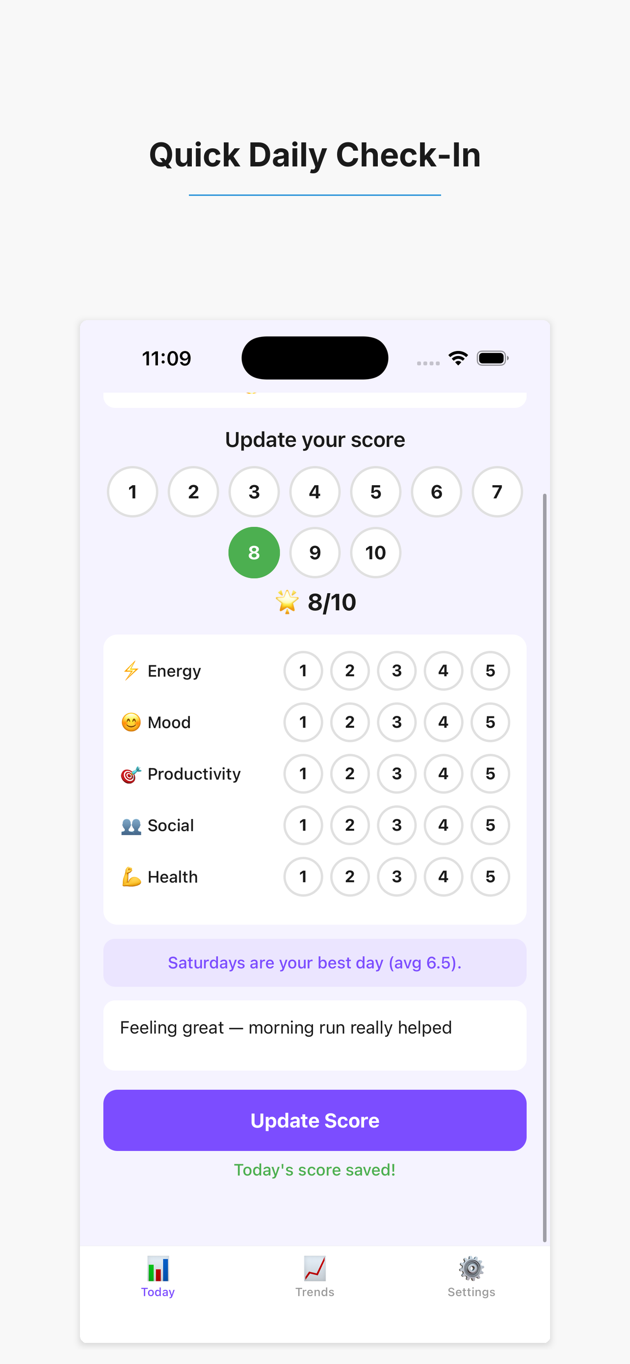 Daily Self Score - Rate Today