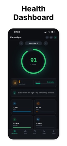 KarmaSync: Health Dashboard iPhone screenshot