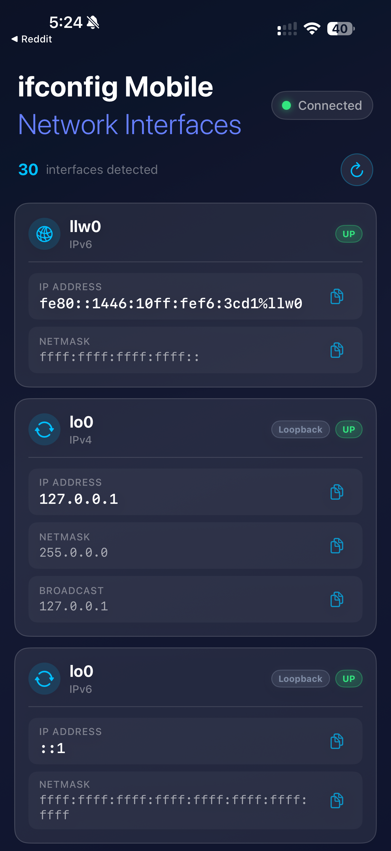 ifconfig Mobile: Network Info