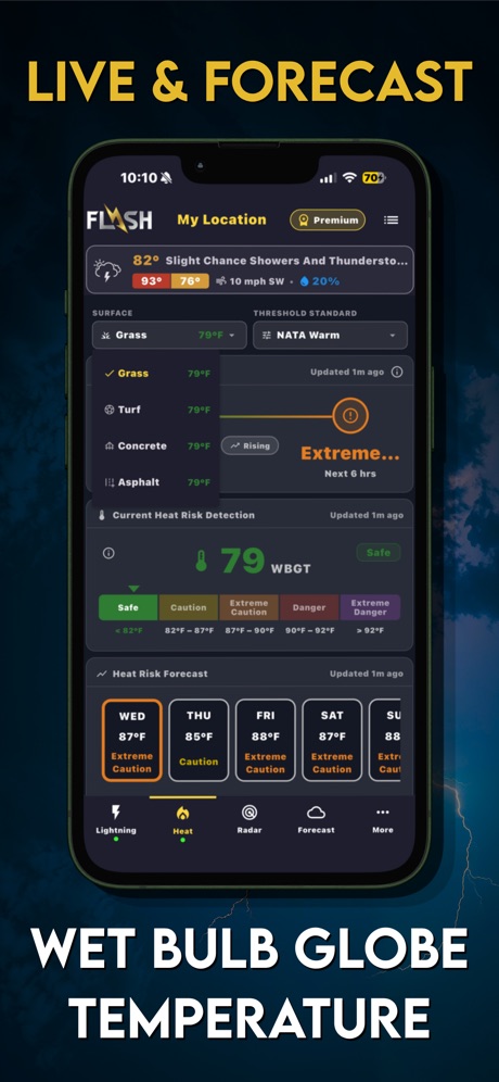 Flash Weather: Future Radar App Store screenshot 6, headline “LIVE & FORECAST”. Subline adds a second benefit.