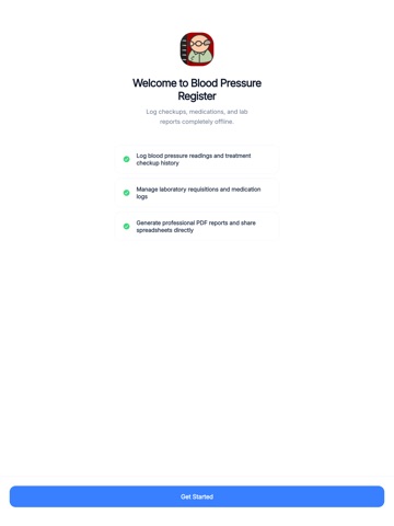 Blood Pressure Register iPad screenshot