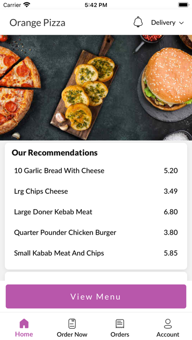 Orange Pizza Warrington. Screenshot