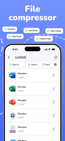 Unzip - RAR, Zip, Unrar, 7zip+ iPhone screenshot