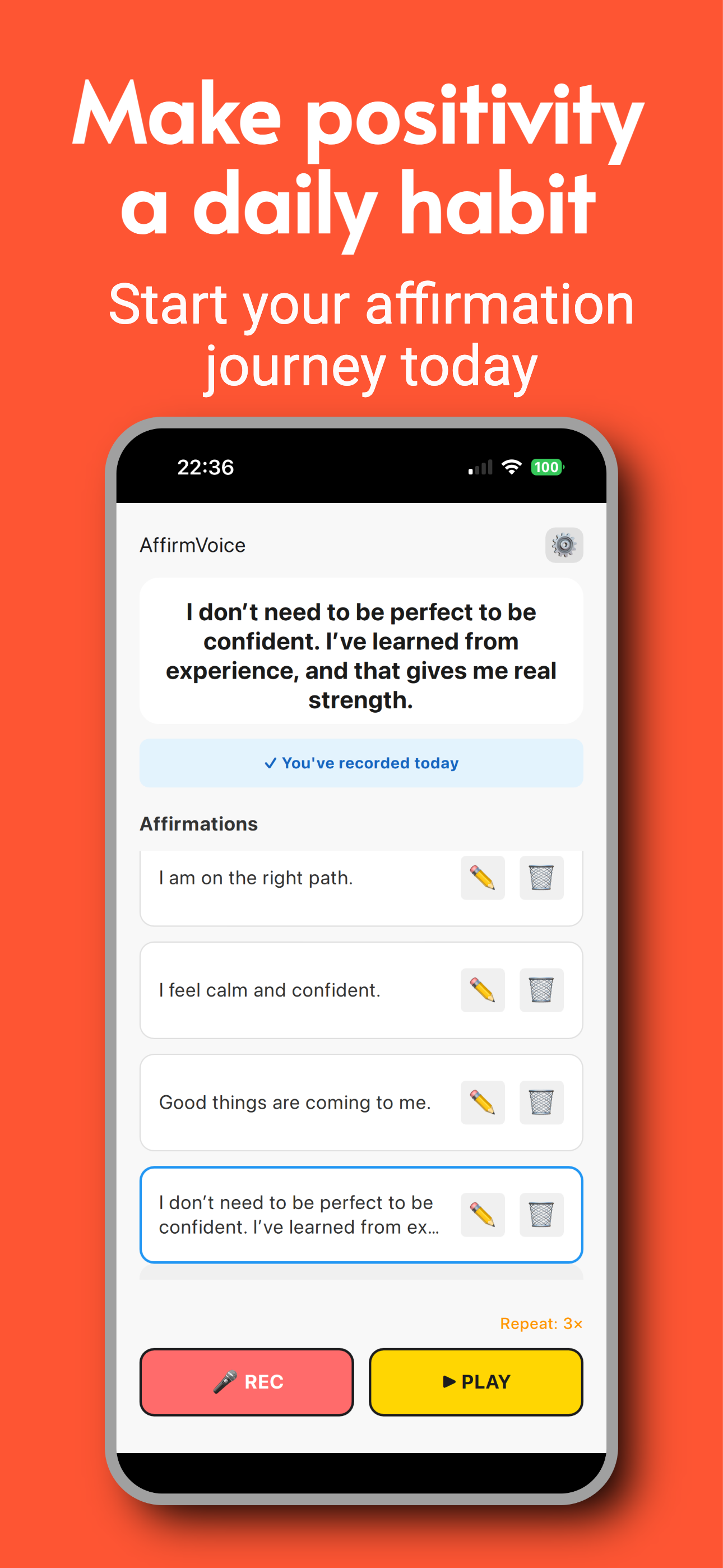 AffirmVoice:Voice Affirmations screenshot 5