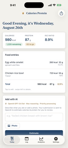 Calories Protein Screenshot 1 of 2