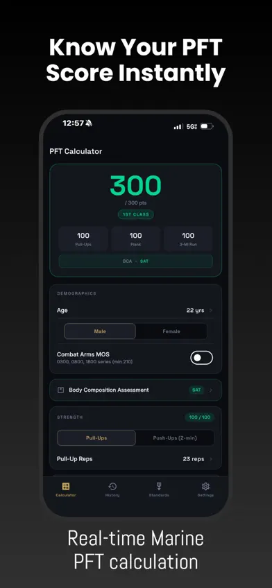 PFT Calculator USMC - 2026 screenshot 1