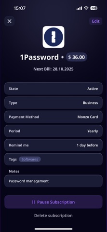 Subscription Manager: Nexpend screenshot