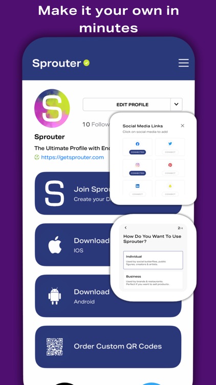 Sprouter: QR codes, Bio Links