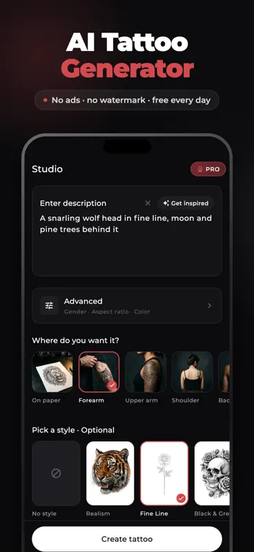 InkStudio: AI Tattoo Generator screenshot 1 of 8