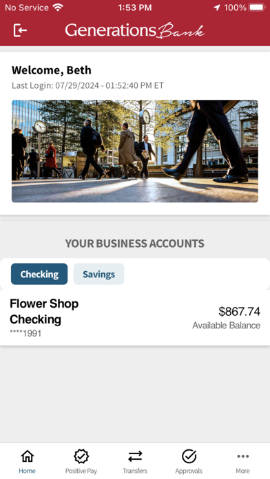 Generations Bank Business Screenshot