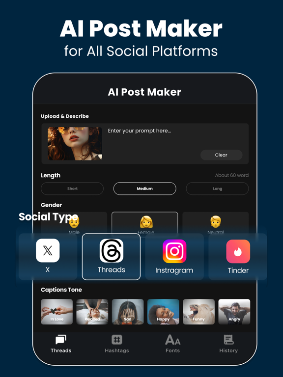 AI Social Media Post Maker iPad screenshot 1 - Social Networking app
