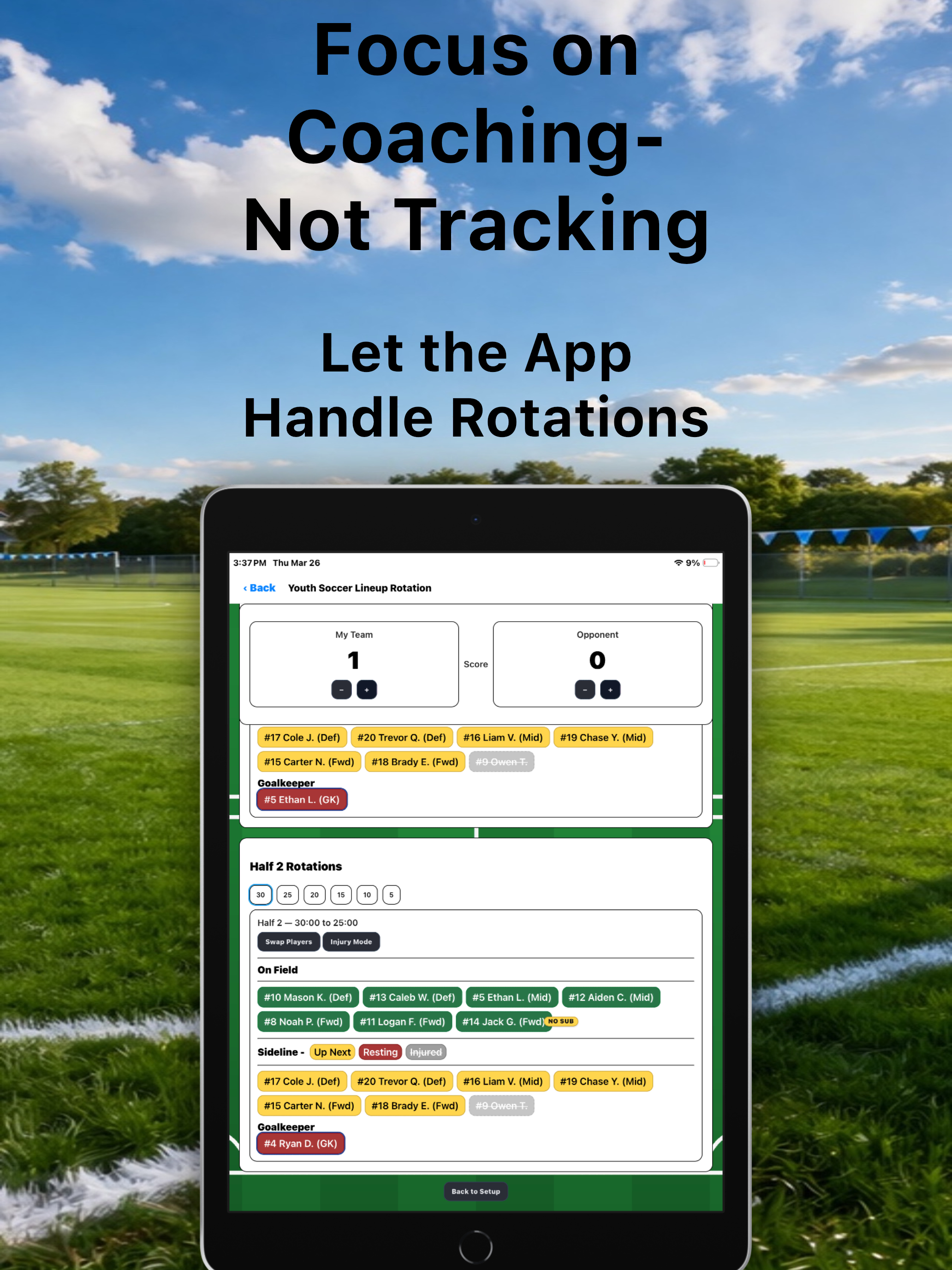 Youth Soccer Lineup Rotation