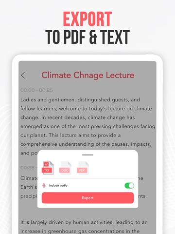 Live Transcribe Voice To Text. iPad screenshot