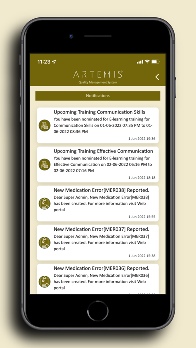 Artemis QMS Screenshot