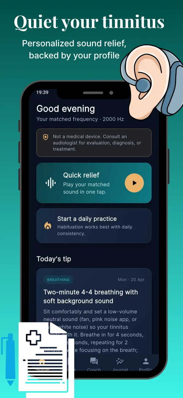Screenshot #1 pour QuietEar: Tinnitus Relief