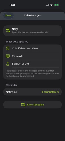 Navy Football Schedules app screenshot 2