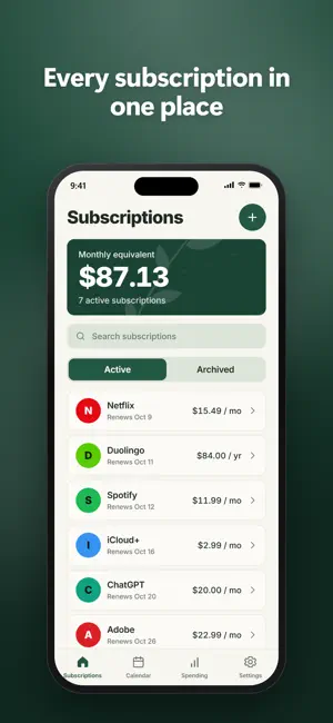 Recurring Bills & Subs screenshot 1