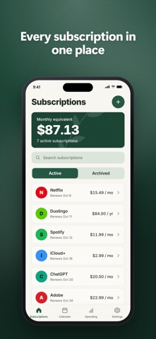 Recurring Bills & Subs Screenshot 1 of 3