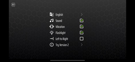 Gun Simulator - Shake to shoot - 이 설정 화면은 'Sound' 및 'Flashlight'와 같은 사용자 지정 옵션과 각 기능 옆에 체크박스를 제공하여, 사용자가 앱 경험을 개인화할 수 있도록 지원합니다.