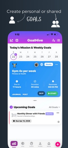 GoalHive iPhone screenshot