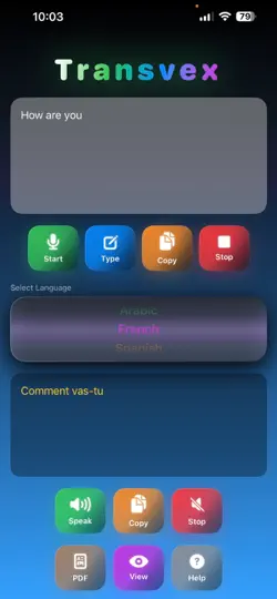 Captura de pantalla de Transvex en iPhone 2