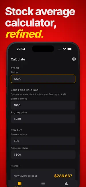 Stock Average Cost Calculator screenshot 1