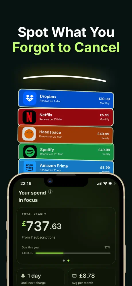 Subio - Subscription Organizer 订阅管理追踪器应用截图