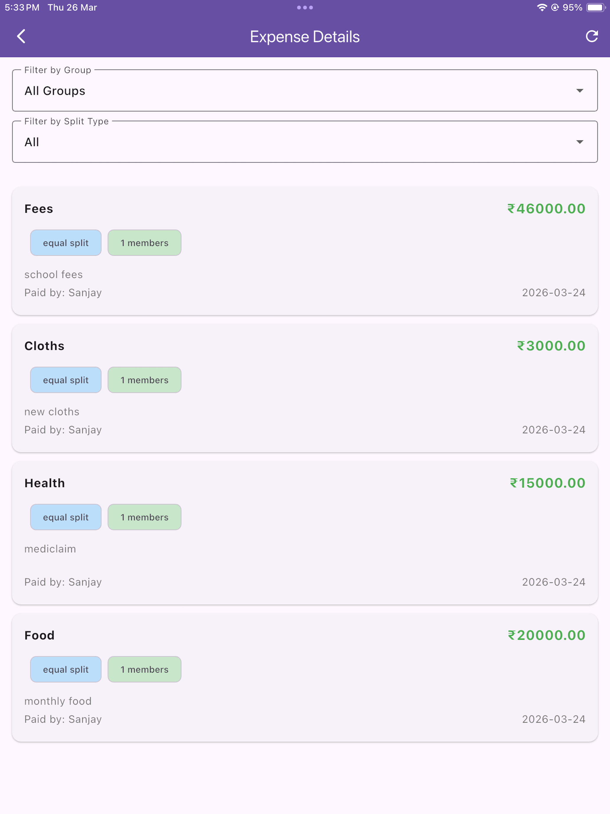 HFHG Expenses Manager