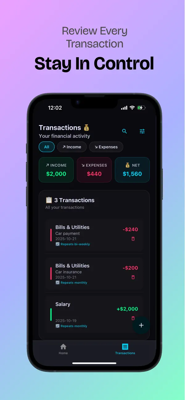 Screenshot #2 pour Budgetx - Personal Budgeting