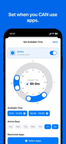 Allow apps at set times only iPhone screenshot