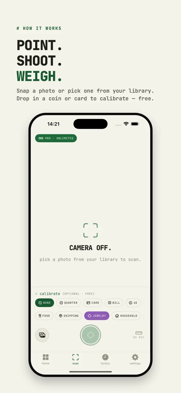 Screenshot #2 pour Camera Scale for Grams AI Mass